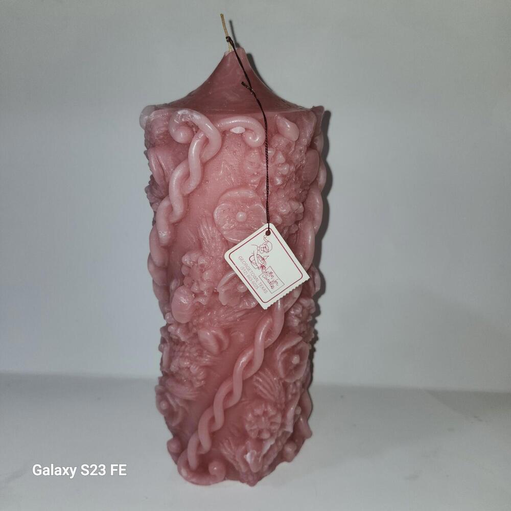 Vtg Mar Jon Handmade Candle Fr Georgetown Texas 10.5" Floral Rose Scent Decor